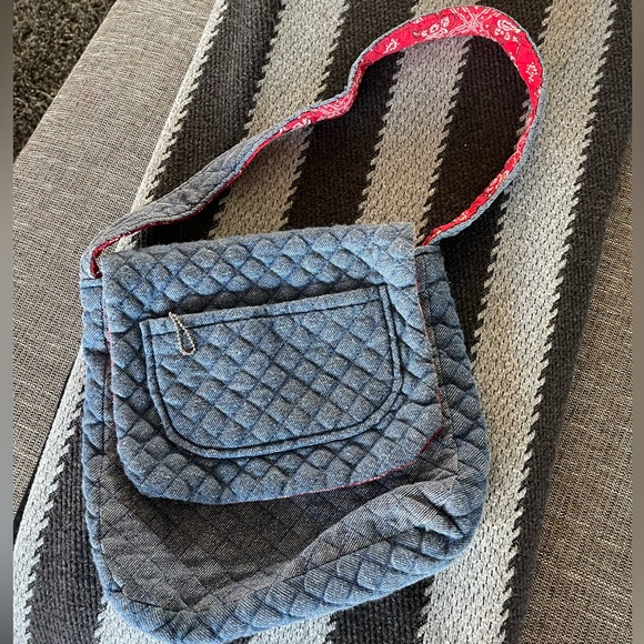 Unbranded shoulder bag quilted jean/bandana pattern - Picture 1 of 5